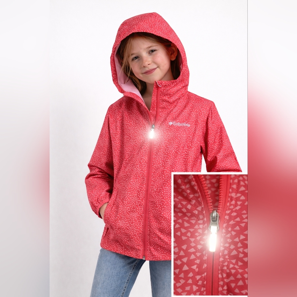 Columbia Girls Pink Hooded Windbreaker Jacket 10/12y